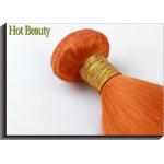 Customized Orange Silk Straight Virgin Human Hair Extensions Double Stitch Weft