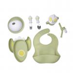 Customized Silicone Baby Feeding Set Food Grade Bib And Bowl Set With Spoon for sale