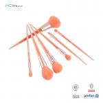 7 Piece Travel Makeup Brush Set Plastic Handle Nylon Hair Aluminum Ferrule for sale