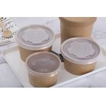 Disposable Takeaway 32oz Bamboo Paper Salad Bowls With Clear PET Lid for sale