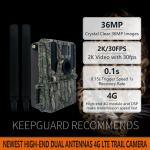 High-End 4g wireless trail camera 2024 Newest KW897 with dual antennas 36MP 2K 0.1s trigger speed with night vision for  for wildlife research for sale