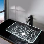 CNC Engraving Bathroom Wash Basins Rectangular Counter Top Scratch Resistant Super Clear for sale