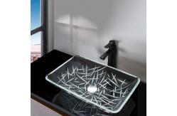 China CNC Engraving Bathroom Wash Basins Rectangular Counter Top Scratch Resistant Super Clear supplier