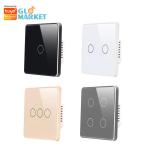 Glomarket Smart EU/UK 1-4Gang Wall Switch WIFI/Zigbee Glass Panel Light Switch Tuya Smart Switch With Google Alexa for sale