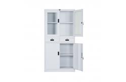 China 0.6mm Glass Door Filing Cabinet With Adjustable Shelf And Two Drawers supplier