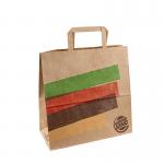Kraft Handle Paper Bags for Burger French Fries Chicken Takeout for sale