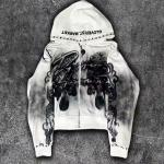 China Custom Dirty Washed Zipper Rhinestone Hoodie Men Graphic Printed Logo French Terry Streetwear Vintage Distressed Hoodie factory