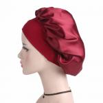 Silk Adjustable Breathable Head Wraps / Solid Women'S Night Hair Bonnets for sale
