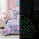 Comfortable Fluorescence Childrens Quilt Set 3 Piece Mermaid Double Bedding Set for sale