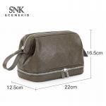 Travel Portable PU Leather Makeup Cosmetic Bag with Double Zipper for sale