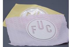 China Custom Clothing Silicone Heat Transfer Labels With White Cut Out Logo supplier