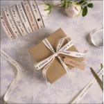 Personalised Box Wrapping Decoration Natural Herringbone Cotton Ink Printed Ribbon for Gift & Flower for sale