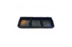 China 7.1'' Black Divided Melamine Soy Sauce Dish 3 Compartment Galaxy Pattern supplier