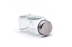 China 4Oz Empty Square Transparent Glass Spice Jar With Bamboo Wood Lid supplier