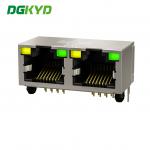 DGKYD561288AB1A3DY1027 90 Degree Side Plug 1x2 RJ45 Multiple Port Connectors With LED for sale