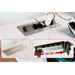 EU Table Power Outlet , Office Desk Electrical Socket Brushed Stainless Steel Cover