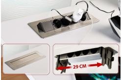 China EU Table Power Outlet , Office Desk Electrical Socket Brushed Stainless Steel Cover supplier
