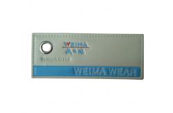 China Square Custom Leather Labels Stong Clothing Articles Handmade With Eyelet supplier