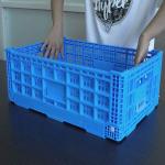 Perforated Collapsible Plastic Crates With Lids Blue Foldable for sale