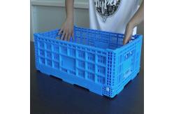 China Perforated Collapsible Plastic Crates With Lids Blue Foldable supplier
