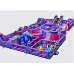 Durable Inflatable Theme Park With PVC Tarpaulin Material Purple And Blue