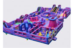 China Durable Inflatable Theme Park With PVC Tarpaulin Material Purple And Blue supplier
