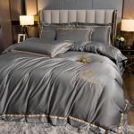 Custom Embroidered Polyester Silky Bedding Set for end Luxury Bedroom in Modern Style for sale