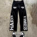 Custom Logo Silk Screen Printing Letter Zipper Zip up Side Cotton French Terry Baggy Wide Leg Sweat Pants Flare Sweatpants Men for sale