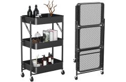China Folding Mobile ODM Metal Storage Trolley For Kitchen supplier