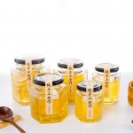 280ml Clear Hexagonal Shape Glass Jam Jar With Screw Top Lid Machine Made