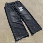 Custom Manufacturer Heavyweight Oversized Man Sun Faded Vintage Track Sweat Pant Acid Washed Mens Baggy Rhinestone Sweatpants for sale