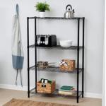 Living Room Wire Storage Shelves 4 Layers Black Epoxy Finish Rust Proof for sale