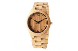 China Top Gift Natural Bamboo Wooden Watch Men Wood Band Wooden Clock Male hour supplier