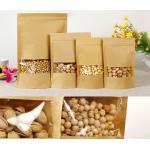Customized Paper Bags For Snack Foods , Kraft Paper Bag For Popcorn With Window for sale
