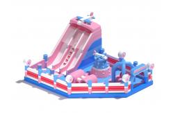 China Kids Inflatable Small Bouncy Castle Pink Blue With Slides supplier