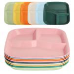 Reusable 3-Compartment Dinner Plate BPA-Free Microwave Dishwasher Safe Wheat Fiber PP for sale