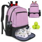 Custom Tennis Backpack For 2 Rackets With Separate Shoe Space To Hold Badminton Squash Racquets for sale