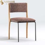 H83cm Nordic Fabric Luxury Upholstered Dining Chairs With Solid Wood Legs for sale