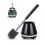 Black Toilet Brush And Holder Stainless Steel With Soft Silicone Bristle for sale