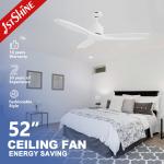 Decorative Dc Motor Odm Remote Led Ceiling Fan White Modern 3 Solid Blade for sale