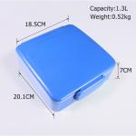 Flip Top Handle Seal Plastic Bento Lunch Box Portable Leak-Proof Blue