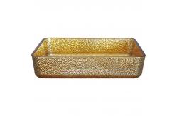 China Luxury Gold Rectangular Vessel Sinks 4.2 Inch Modern Deep Bathroom Sink Basin supplier