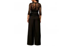 China Newest Design Women Fashion Round Neck Sexy Jumpusit With Lace Tops supplier