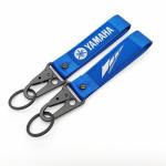 Racing-Inspired Keychain Lanyard - Custom Emblem & Stripe Design - Premium Blue Fabric & Dual Hooks for sale
