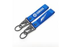 China Racing-Inspired Keychain Lanyard - Custom Emblem & Stripe Design - Premium Blue Fabric & Dual Hooks supplier