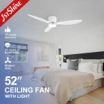 Adjustable Remote Control Ceiling Fan with 3 Color LED Light and Flush Mount Design for sale