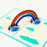 OEM ODM Rainbow Pop Up Card DIY , 3D Happy Birthday Card A5 Size for sale