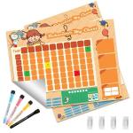 Removable Erasable Preschool Reward Chart With Marker Pen And Pen Clip