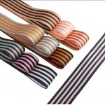 Wholesale Double Face Polyester Cotton Blend Striped Ribbon For Diy Hair Bows Gift Wrap Cake Packing Decoration for sale