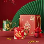 Artistic Decal Painting Ceramic Coffee Mug in Gift Box for sale
